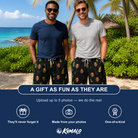 Friends in matching Men's Divot Duffels Custom Face Beach Shorts — a group gift photo