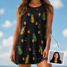 Woman wearing Women's Divot Duffels Custom Face Tank Dress — custom faces printed all-over