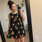 Real-life photo of someone wearing Women's Divot Duffels Custom Face Tank Dress — custom faces printed all-over