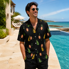 Real-life photo of someone wearing Men's Divot Duffels Custom Face Hawaiian Shirt — custom faces printed all-over