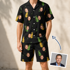 Man wearing Men's Divot Duffels Custom Face Shirt & Shorts Set — custom faces printed all-over