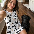 Selfie with the pet whose face is printed all over this Women's Biscuit Bark Custom Dog Face Tank Dress