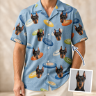 Man wearing Men's Aero Barkers Custom Dog Face Hawaiian Shirt — custom faces printed all-over
