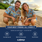 Friends in matching Men's Aero Barkers Custom Dog Face Hawaiian Shirt — a group gift photo