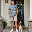 Full-length photo with the pet printed all over this Men's Aero Barkers Custom Dog Face Polo Shirt