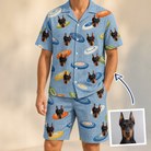 Man wearing Men's Aero Barkers Custom Dog Face Shirt & Shorts Set — custom faces printed all-over