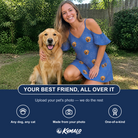 Friends in matching Women's Kibble Cartography Custom Dog Face Off-Shoulder Dress — a group gift photo