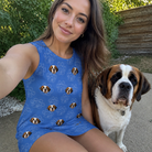 Selfie with the pet whose face is printed all over this Women's Kibble Cartography Custom Dog Face Tank Dress