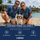 Friends in matching Men's Kibble Cartography Custom Dog Face Hawaiian Shirt — a group gift photo