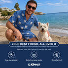 Friends in matching Men's Kibble Cartography Custom Dog Face Shirt & Shorts Set — a group gift photo