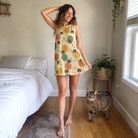 Full-length photo with the pet printed all over this Women's Mewton Balls Custom Cat Face Tank Dress