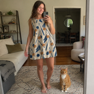 Full-length photo with the pet printed all over this Women's Catnip Kinetics Custom Cat Face Tank Dress