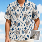 Man wearing Men's Catnip Kinetics Custom Cat Face Hawaiian Shirt — custom faces printed all-over