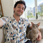 Selfie with the pet whose face is printed all over this Men's Catnip Kinetics Custom Cat Face Hawaiian Shirt