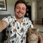 Selfie with the pet whose face is printed all over this Men's Catnip Kinetics Custom Cat Face Polo Shirt