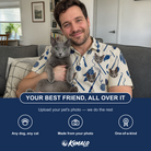 Friends in matching Men's Catnip Kinetics Custom Cat Face Polo Shirt — a group gift photo