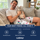 Friends in matching Men's Teaser Tornado Custom Cat Face Beach Shorts — a group gift photo