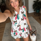 Selfie with the pet whose face is printed all over this Women's Teaser Tornado Custom Cat Face V-Neck Dress