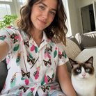 Selfie with the pet whose face is printed all over this Women's Teaser Tornado Custom Cat Face Hawaiian Shirt