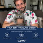 Friends in matching Men's Teaser Tornado Custom Cat Face Polo Shirt — a group gift photo