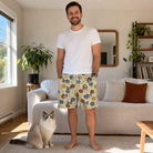 Full-length photo with the pet printed all over this Men's Bobbin Bengals Custom Cat Face Beach Shorts