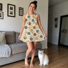 Full-length photo with the pet printed all over this Women's Bobbin Bengals Custom Cat Face Tank Dress