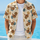 Man wearing Men's Bobbin Bengals Custom Cat Face Hawaiian Shirt open over a white tee