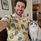 Selfie with the pet whose face is printed all over this Men's Bobbin Bengals Custom Cat Face Polo Shirt