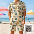 Man wearing Men's Bobbin Bengals Custom Cat Face Shirt & Shorts Set — custom faces printed all-over