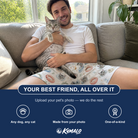 Friends in matching Men's Dreamy Dens Custom Cat Face Beach Shorts — a group gift photo