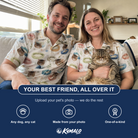 Friends in matching Men's Dreamy Dens Custom Cat Face Hawaiian Shirt — a group gift photo