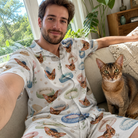 Selfie with the pet whose face is printed all over this Men's Dreamy Dens Custom Cat Face Shirt & Shorts Set