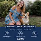 Friends in matching Women's Scuttle Sideshow Custom Dog Face Off-Shoulder Dress — a group gift photo