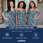 Friends in matching Women's Scuttle Sideshow Custom Face Off-Shoulder Dress — a group gift photo