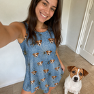 Selfie with the pet whose face is printed all over this Women's Scuttle Sideshow Custom Dog Face Tank Dress