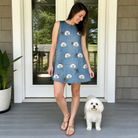Full-length photo with the pet printed all over this Women's Scuttle Sideshow Custom Dog Face Tank Dress