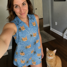 Selfie with the pet whose face is printed all over this Women's Scuttle Sideshow Custom Cat Face V-Neck Dress