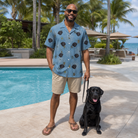 Full-length photo with the pet printed all over this Men's Scuttle Sideshow Custom Dog Face Hawaiian Shirt