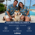 Friends in matching Women's Scuttle Sideshow Custom Dog Face Hawaiian Shirt — a group gift photo