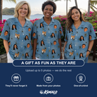 Friends in matching Women's Scuttle Sideshow Custom Face Hawaiian Shirt — a group gift photo