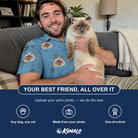 Friends in matching Men's Scuttle Sideshow Custom Cat Face Polo Shirt — a group gift photo