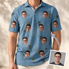 Man wearing Men's Scuttle Sideshow Custom Face Polo Shirt — custom faces printed all-over