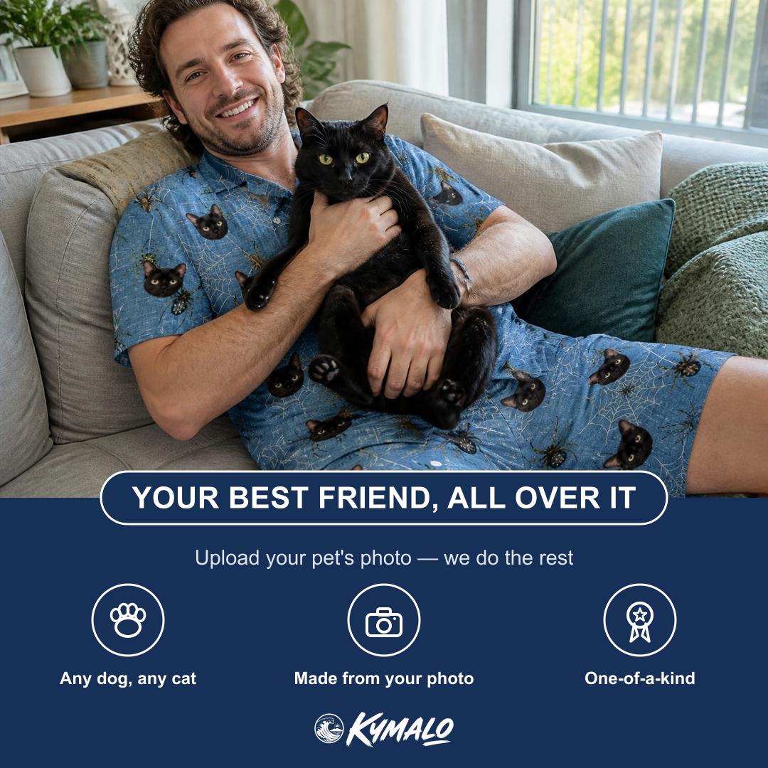 Friends in matching Men's Scuttle Sideshow Custom Cat Face Shirt & Shorts Set — a group gift photo