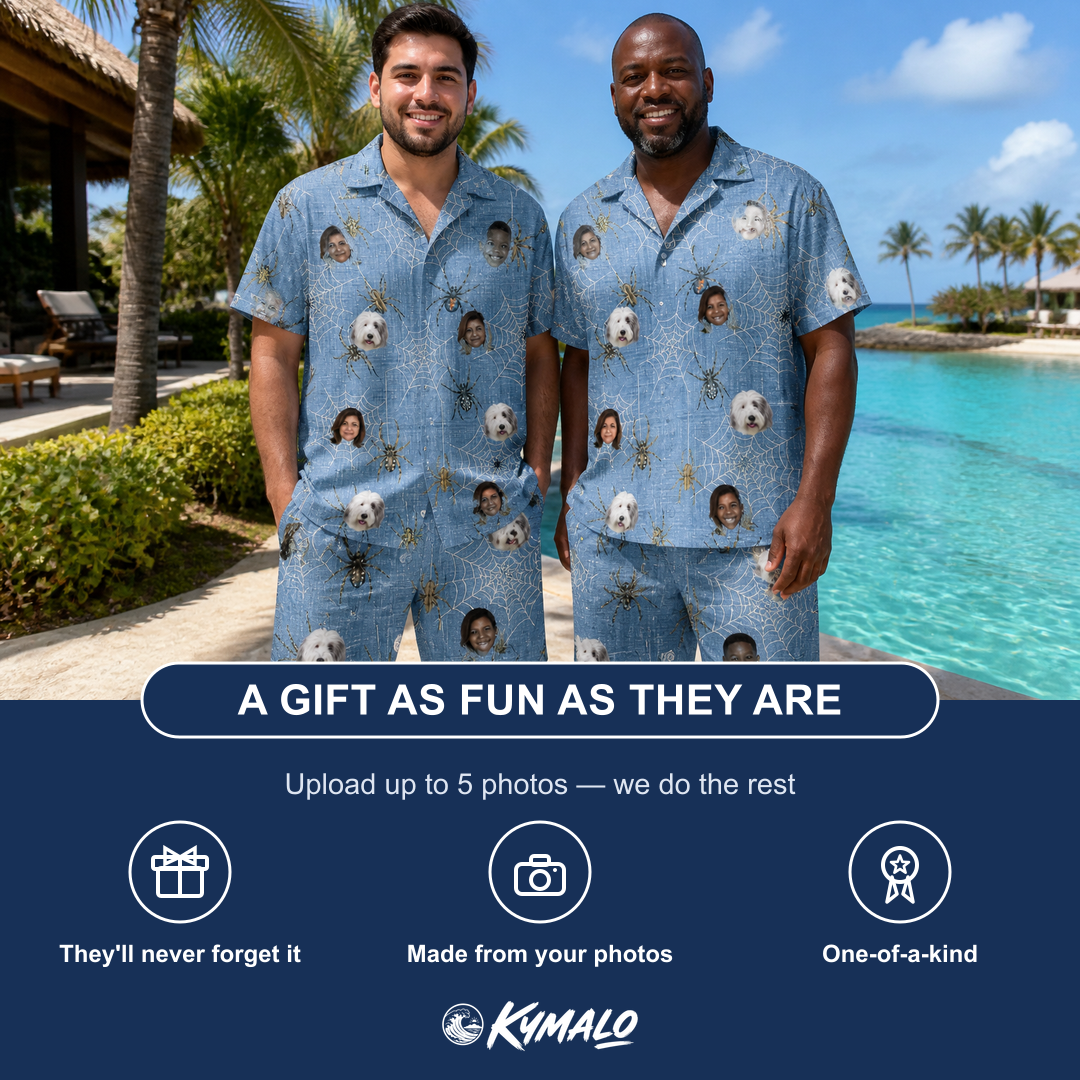 Friends in matching Men's Scuttle Sideshow Custom Face Shirt & Shorts Set — a group gift photo