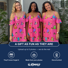 Friends in matching Women's Slab Snickers Custom Face Off-Shoulder Dress — a group gift photo