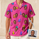 Man wearing Men's Slab Snickers Custom Face Hawaiian Shirt — custom faces printed all-over