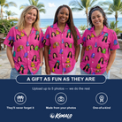 Friends in matching Women's Slab Snickers Custom Face Hawaiian Shirt — a group gift photo