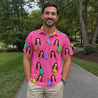 Real-life photo of someone wearing Men's Slab Snickers Custom Face Polo Shirt — custom faces printed all-over