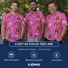 Friends in matching Men's Slab Snickers Custom Face Polo Shirt — a group gift photo