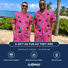 Friends in matching Men's Slab Snickers Custom Face Shirt & Shorts Set — a group gift photo